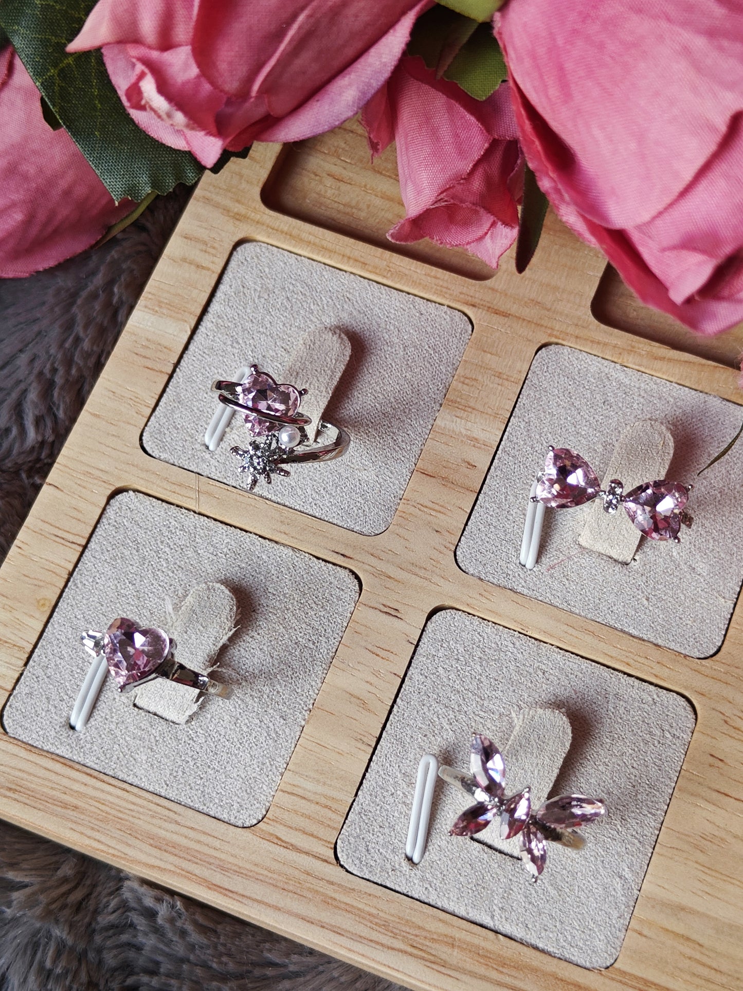 Starry Pink Planet Heart Ring