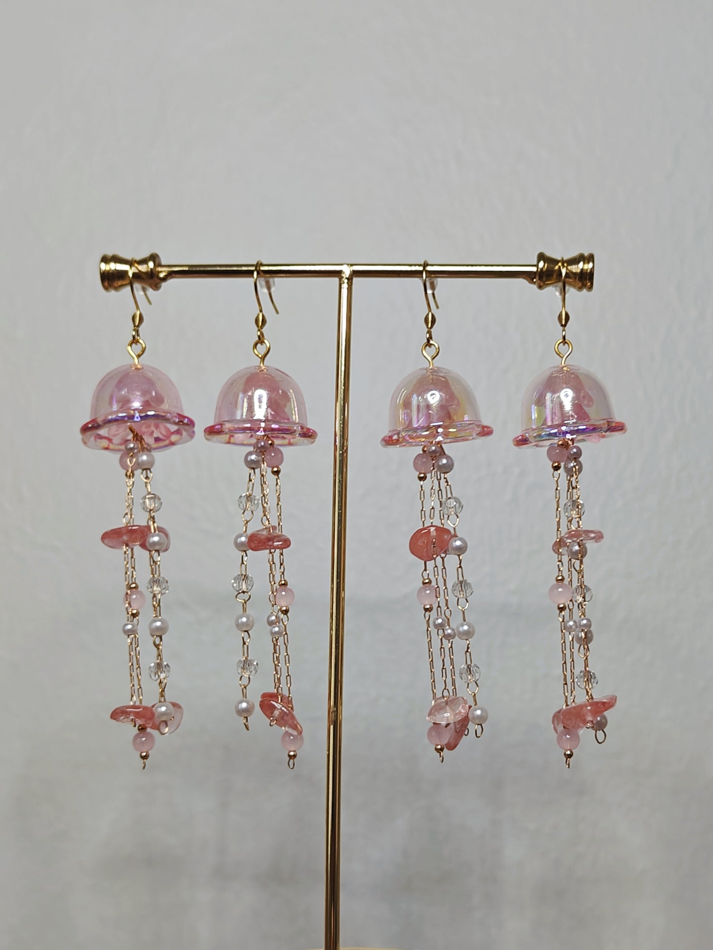 Rose Quartz Princess Jellyfish Earrings