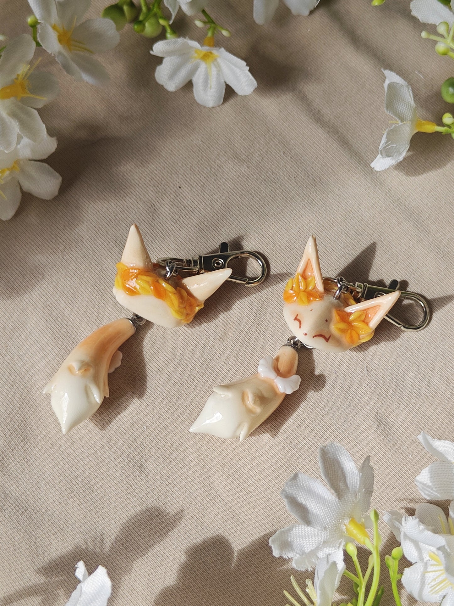 Roman Cupid Fox Handmade Clay Keychain