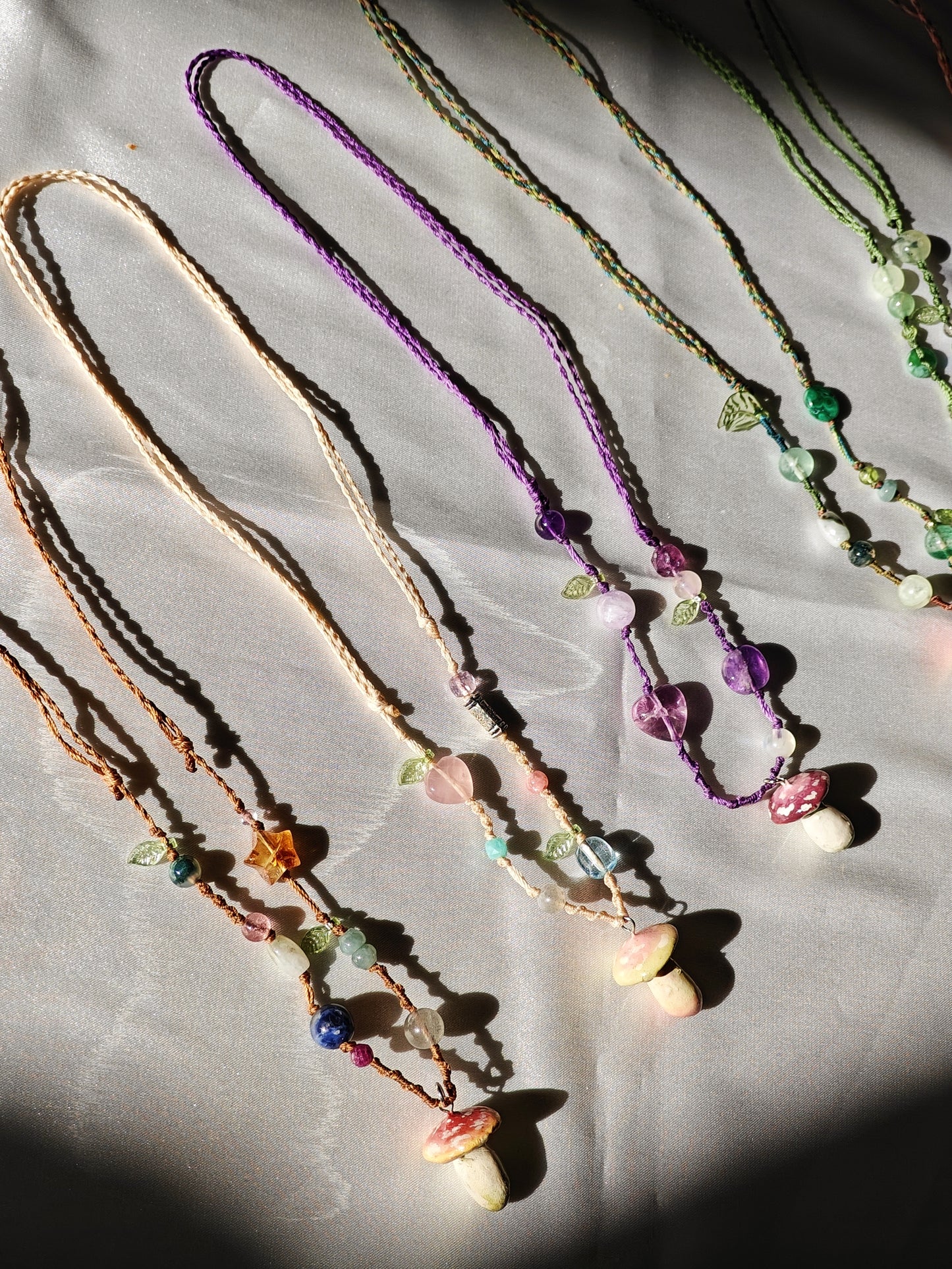 Clay Mushroom Braided Necklace