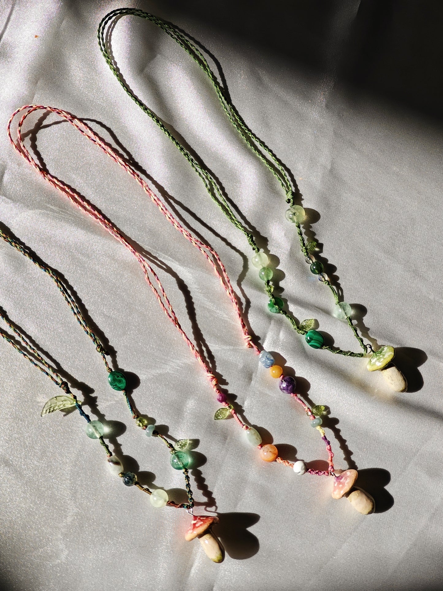 Clay Mushroom Braided Necklace