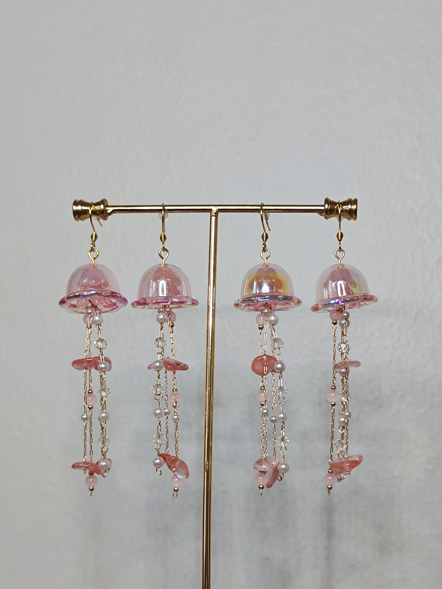 Rose Quartz Princess Jellyfish Earrings
