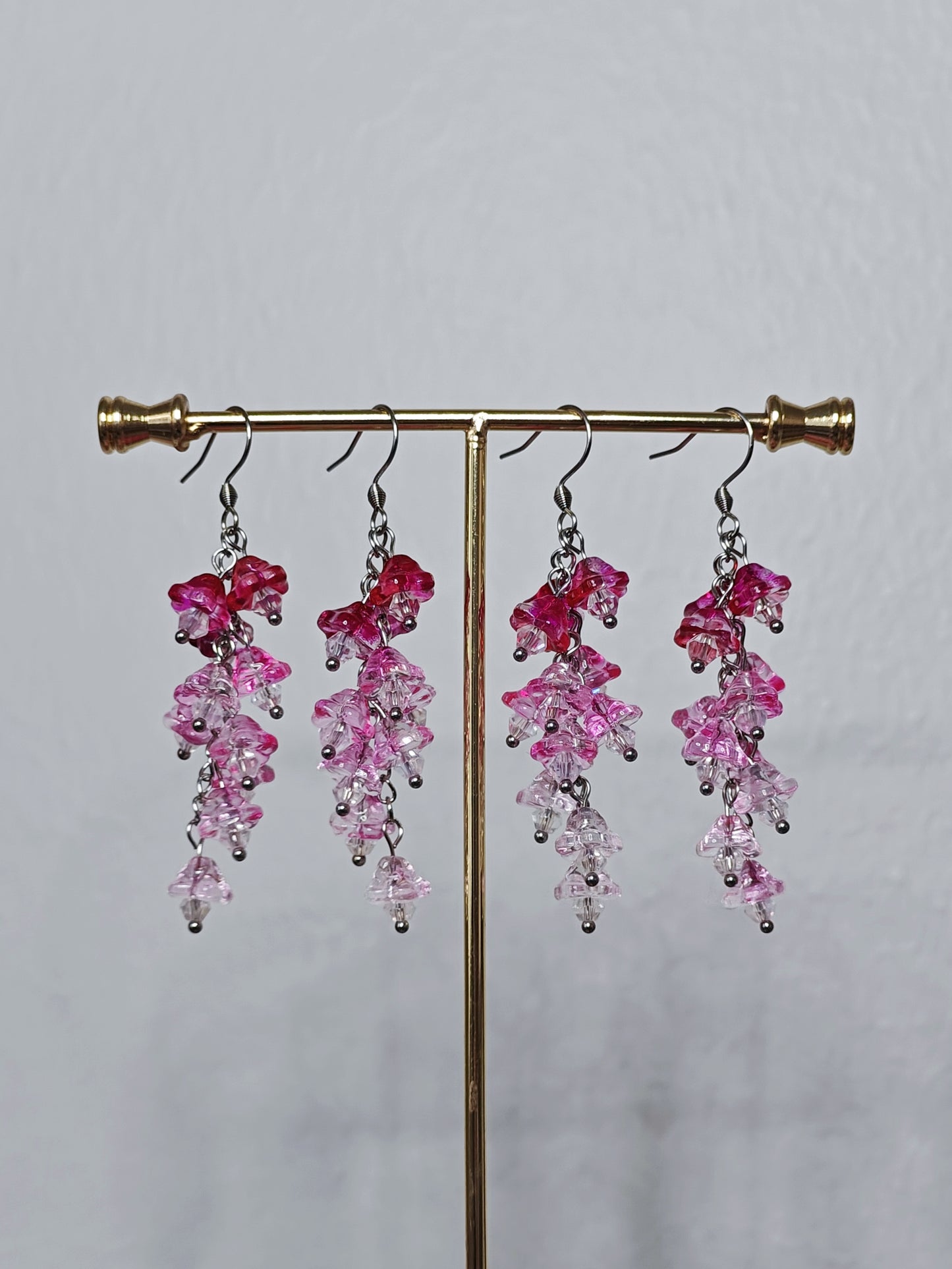 Pink Foxglove Dangle Earrings