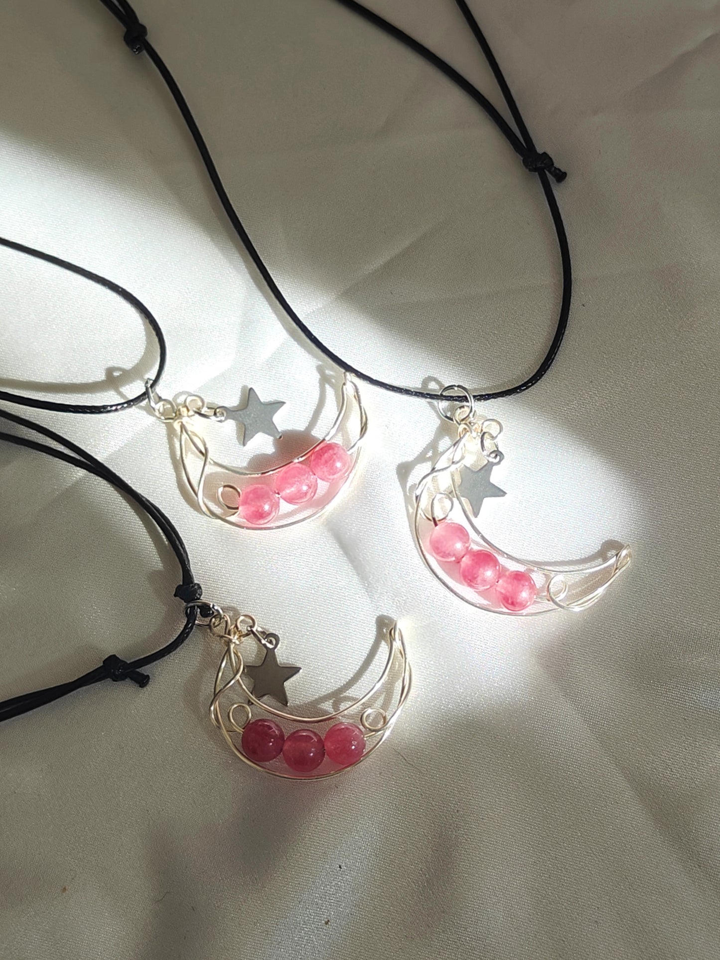 Strawberry Quartz Moon Necklace