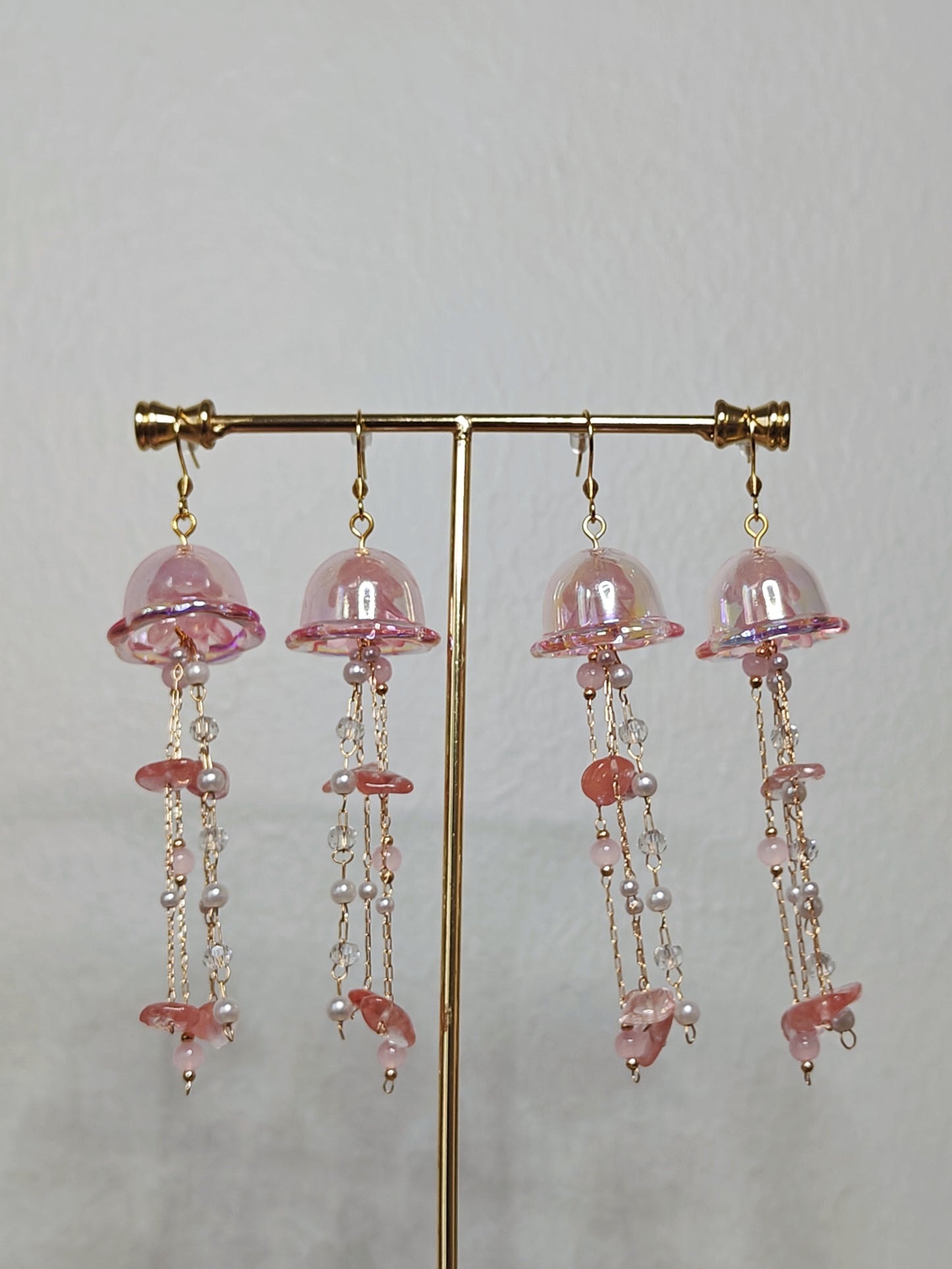 Rose Quartz Princess Jellyfish Earrings
