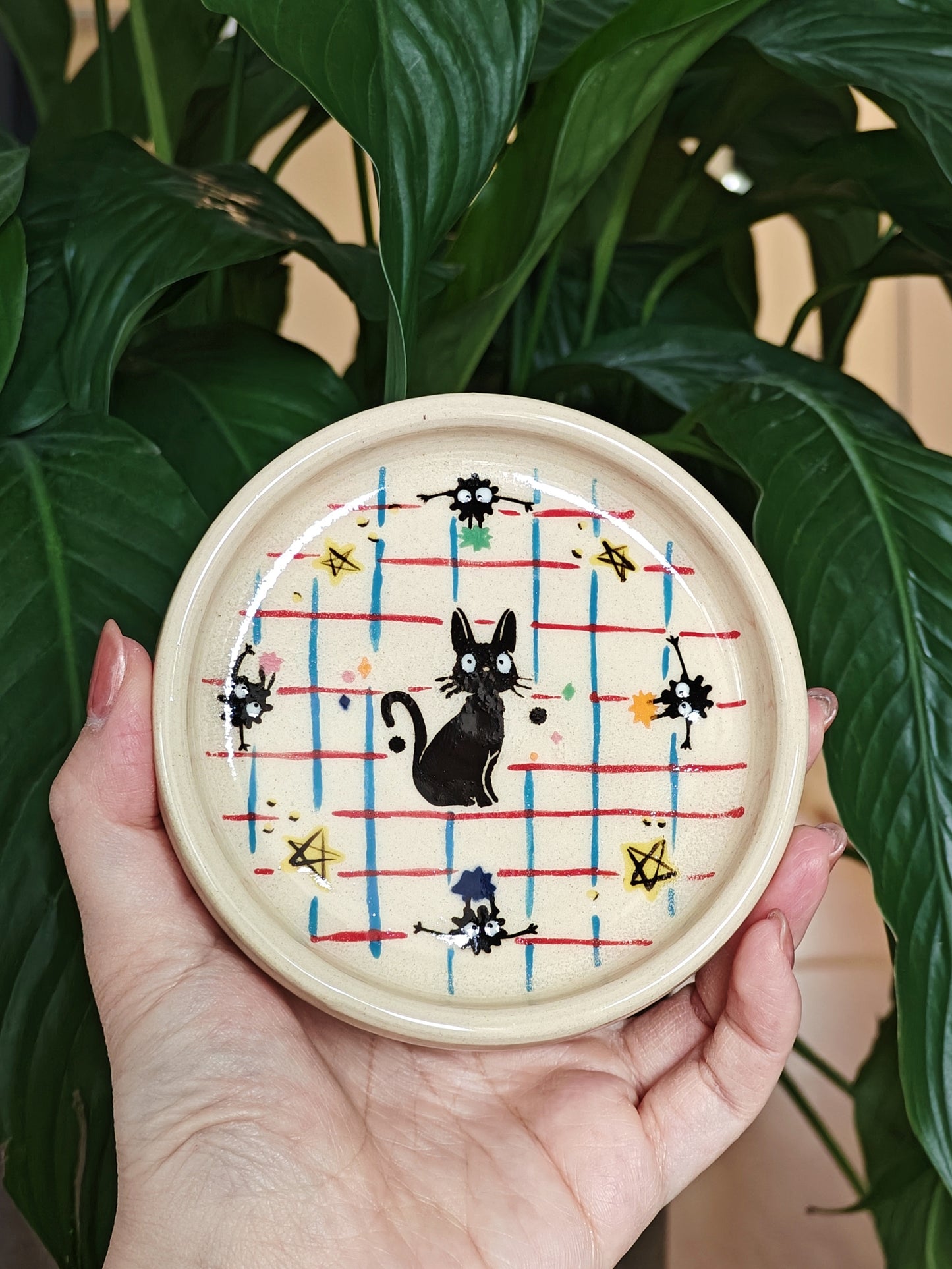 Ghibli inspired Jiji cat Ceramic Trinket Dish