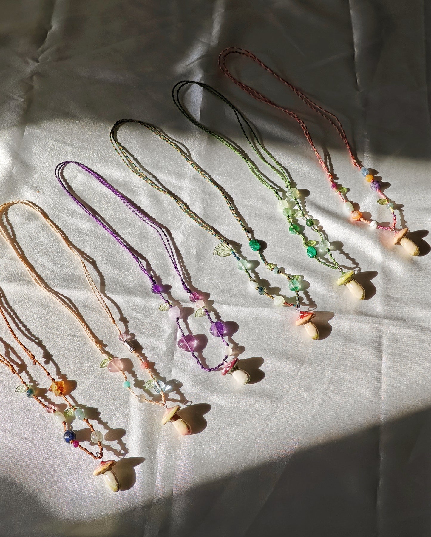 Clay Mushroom Braided Necklace