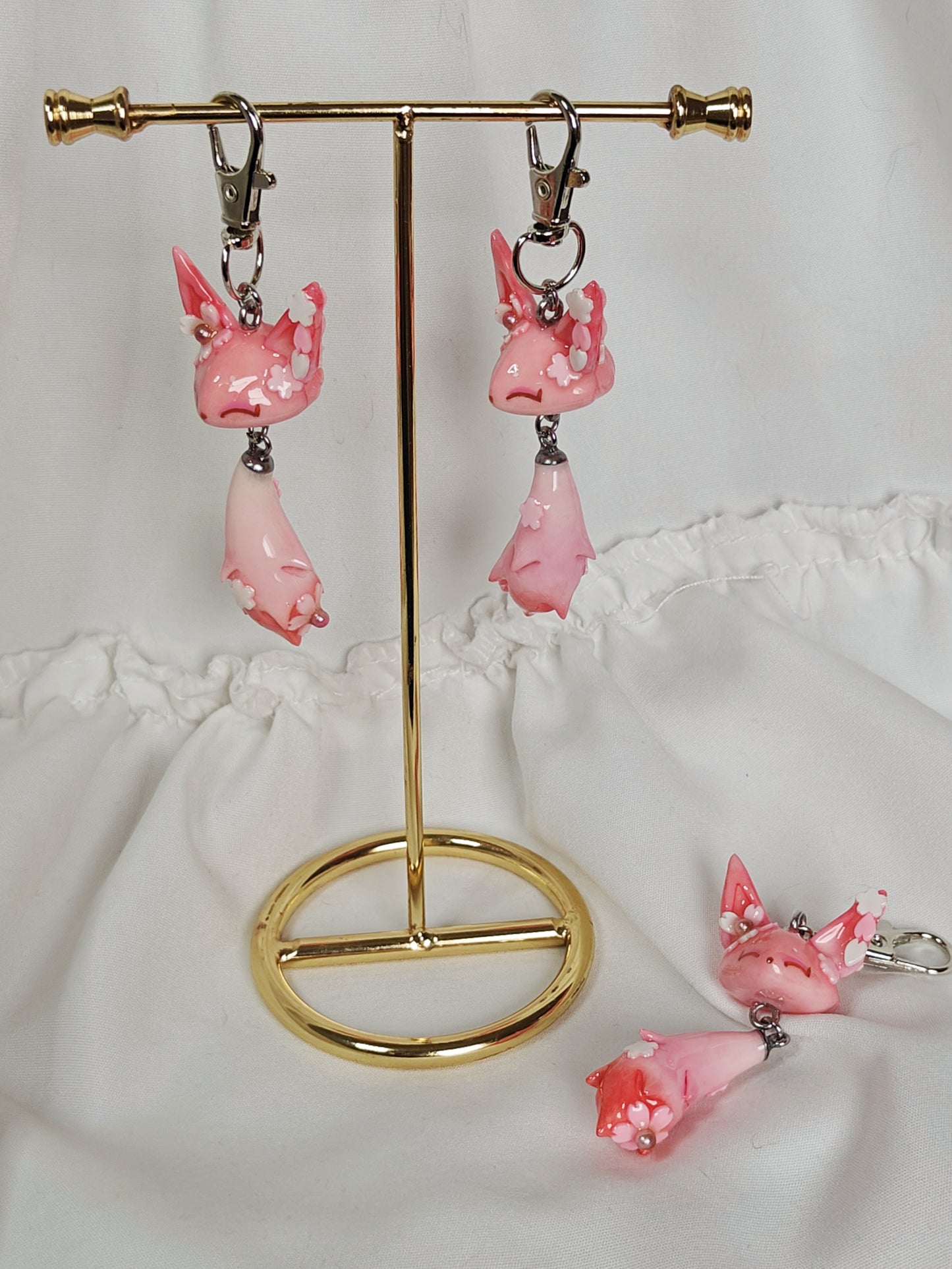 Sakura Fox Handmade Clay Keychain