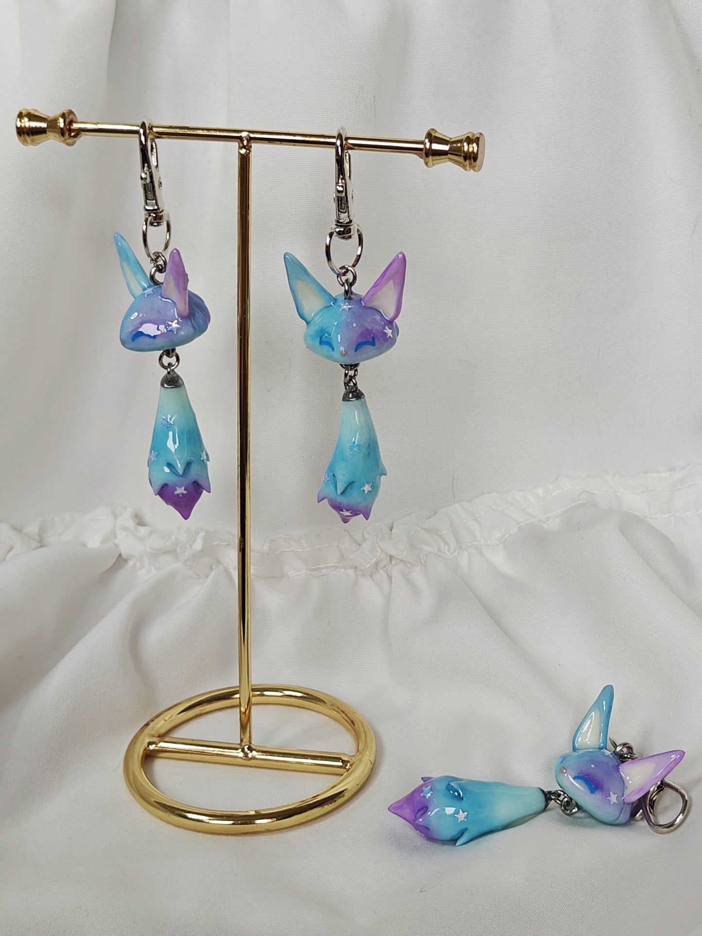 Galaxy Fox Handmade Clay Keychain