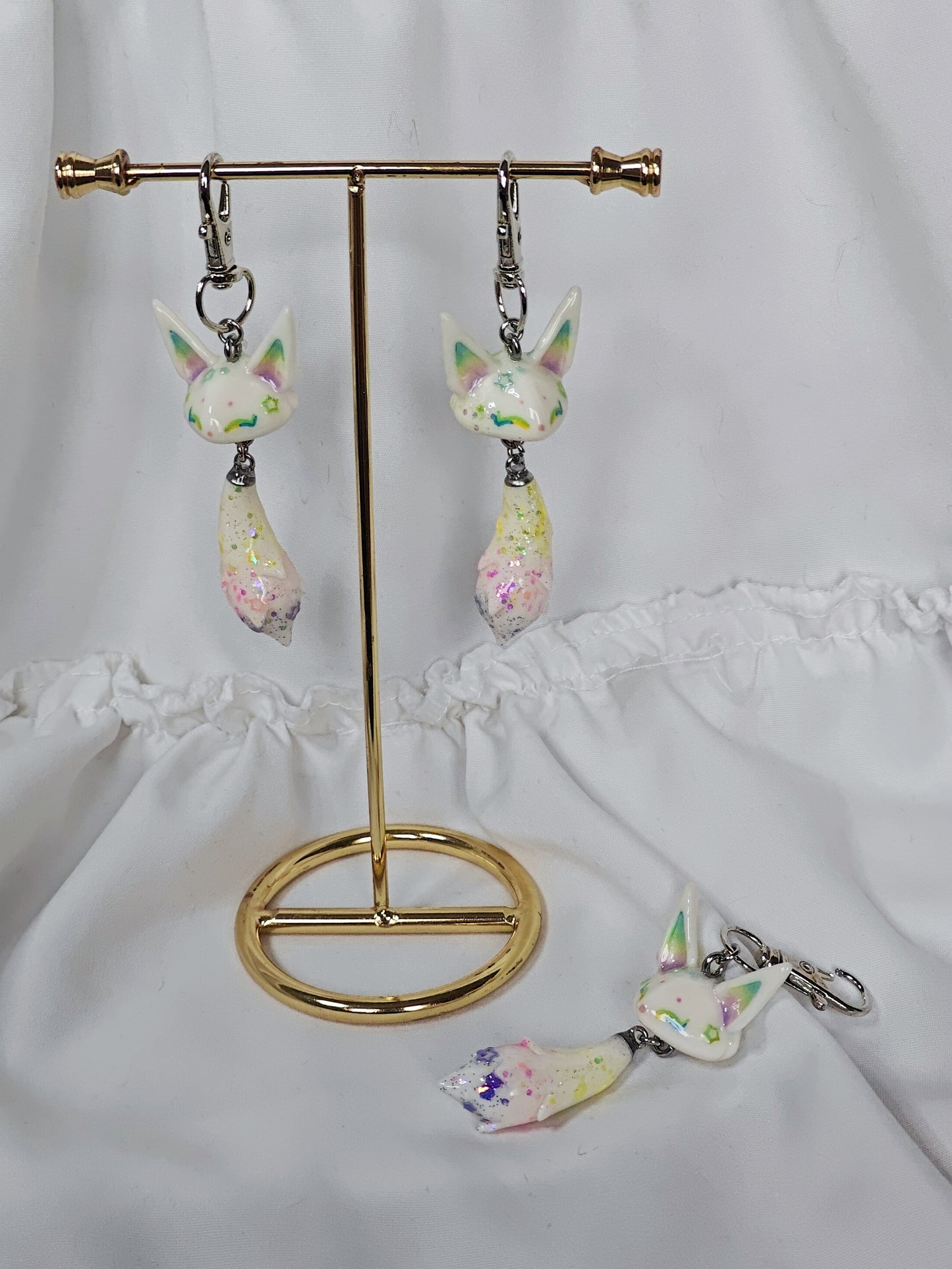 Milky Way Fox Handmade Clay Keychain