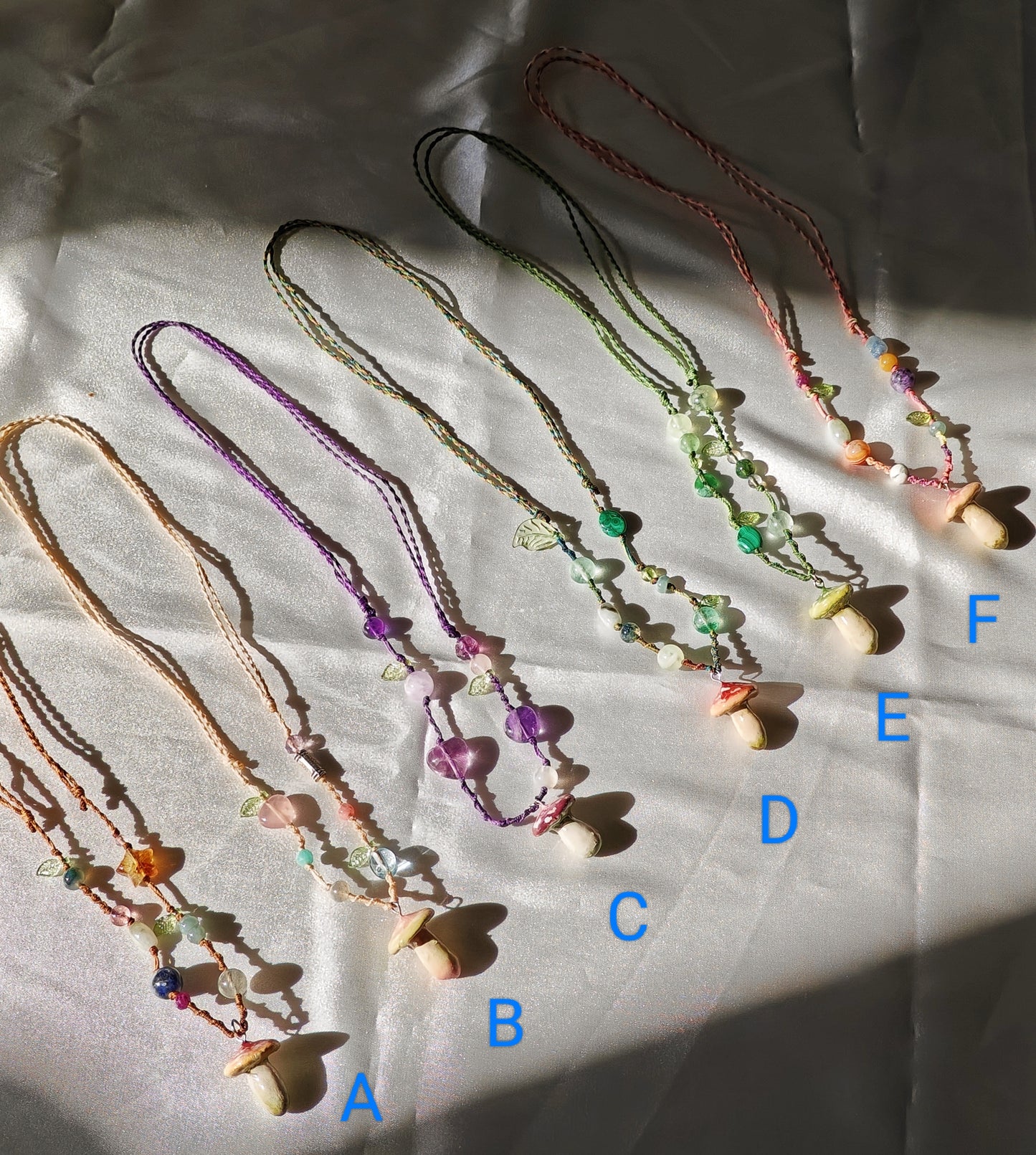 Clay Mushroom Braided Necklace