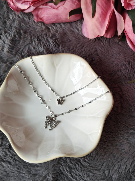 Sparkly Butterfly Double Necklace