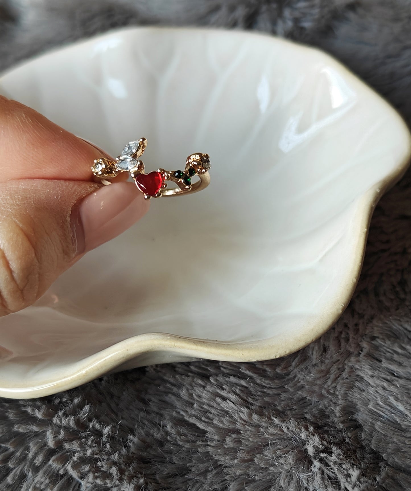 Dainty Red Heart Ring