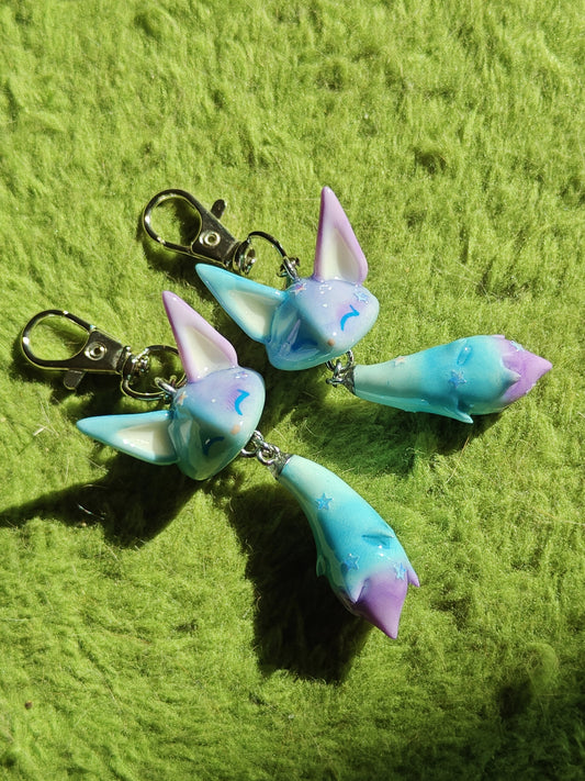 Galaxy Fox Handmade Clay Keychain
