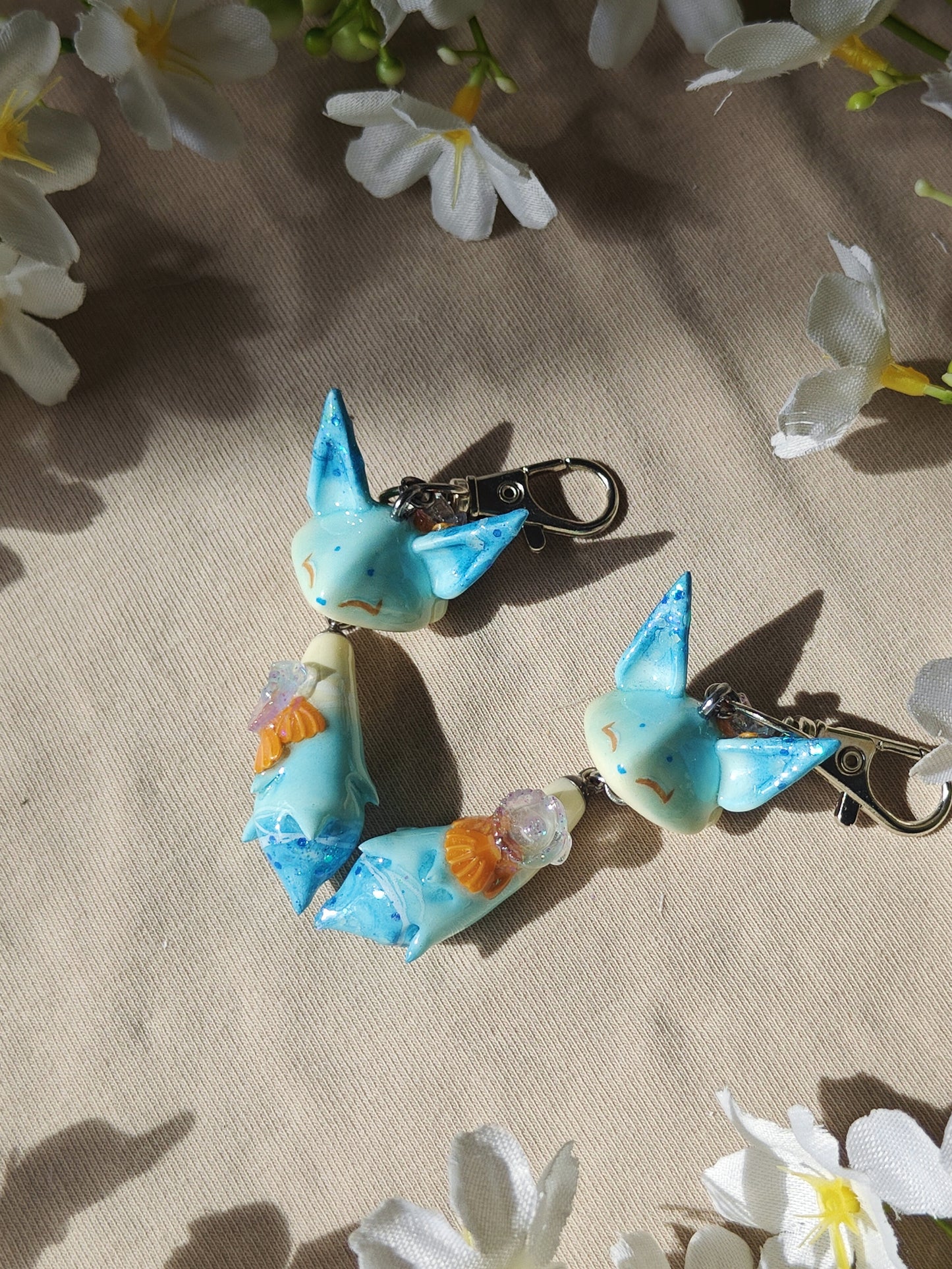 Mermaid Fox Handmade Clay Keychain