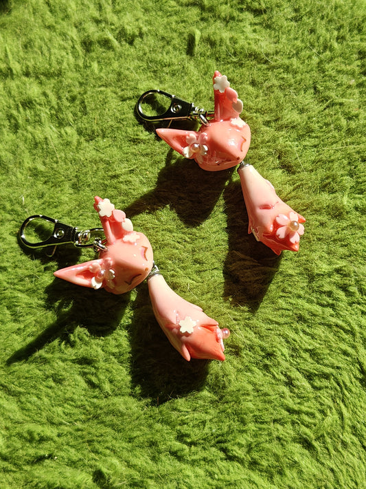 Sakura Fox Handmade Clay Keychain