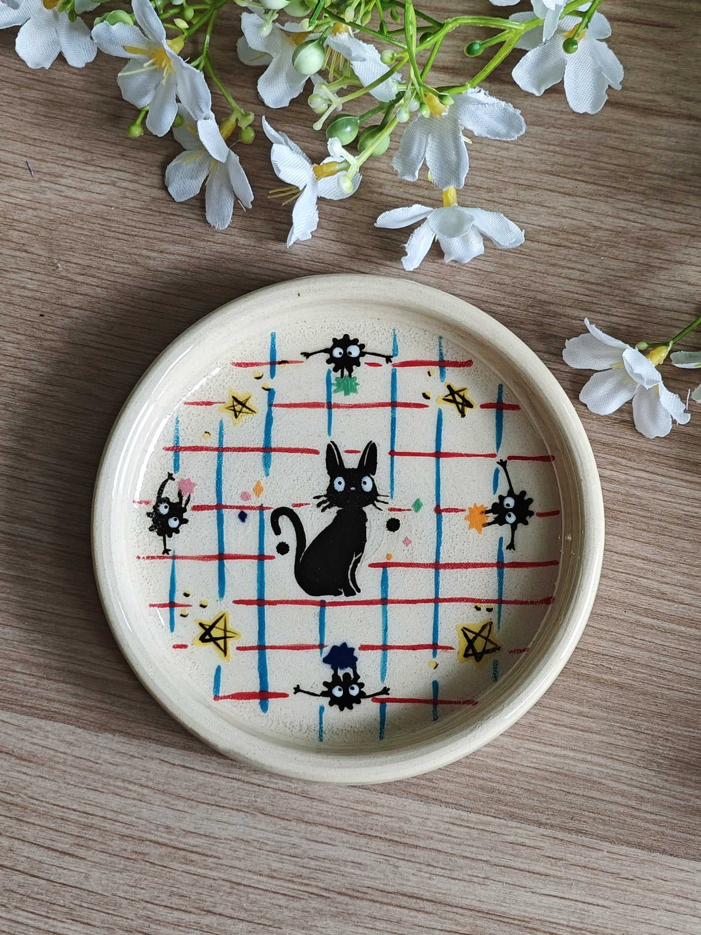Ghibli inspired Jiji cat Ceramic Trinket Dish