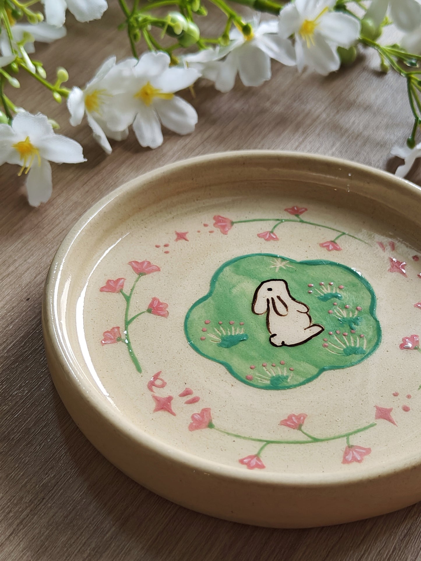 Meadow Bunny Ceramic Trinket Dish