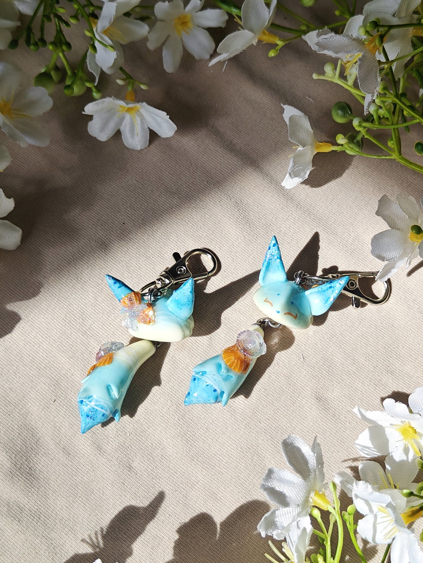 Mermaid Fox Handmade Clay Keychain