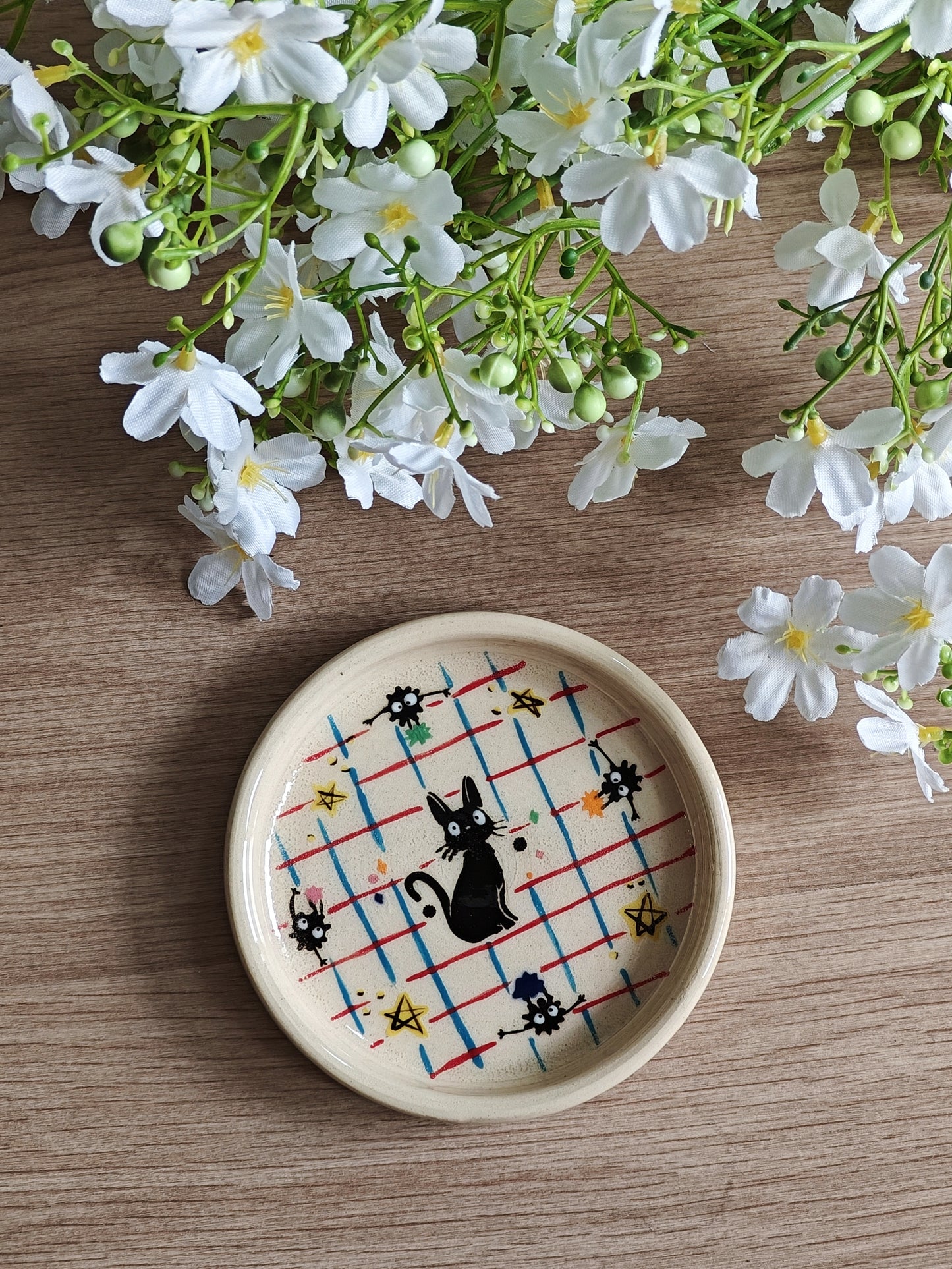 Ghibli inspired Jiji cat Ceramic Trinket Dish
