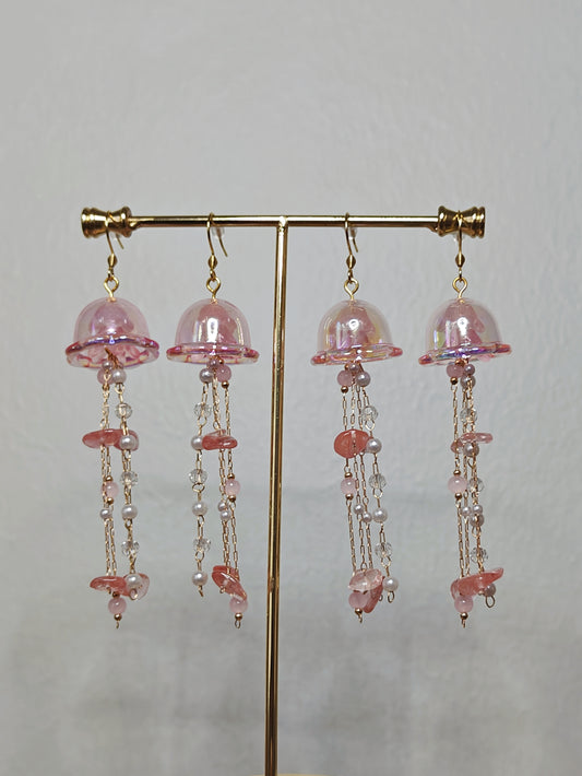 Rose Quartz Princess Jellyfish Earrings