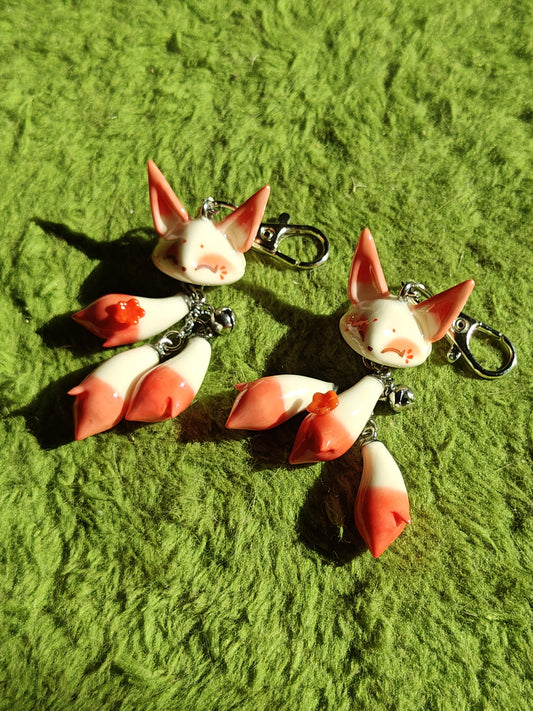 Kitsune Handmade Clay Fox Keychain