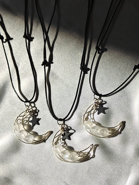 Clear Quartz Moon Necklace