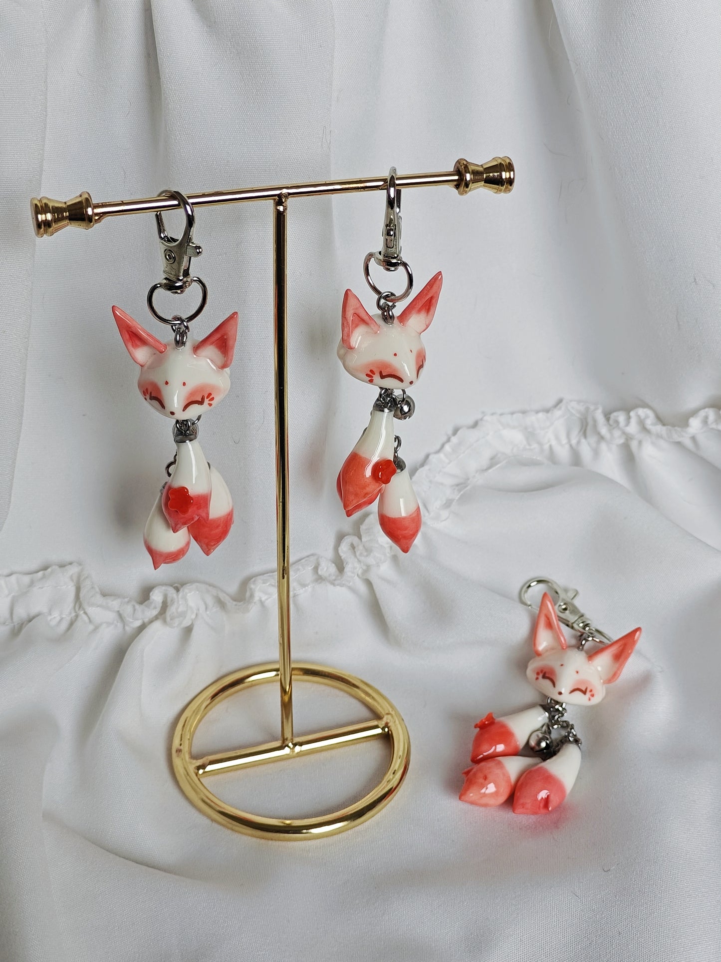 Kitsune Handmade Clay Fox Keychain
