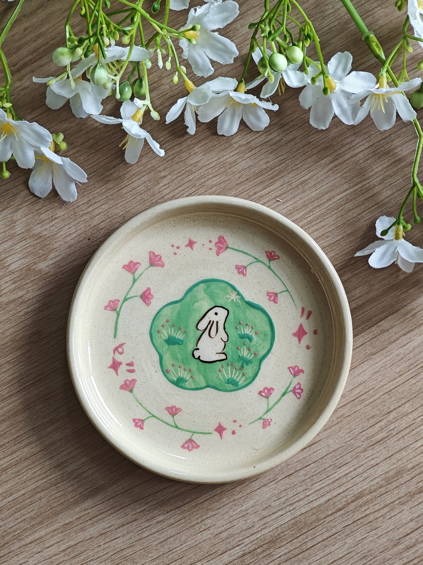 Meadow Bunny Ceramic Trinket Dish