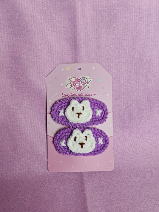 Bunny Crochet Hairpin Set