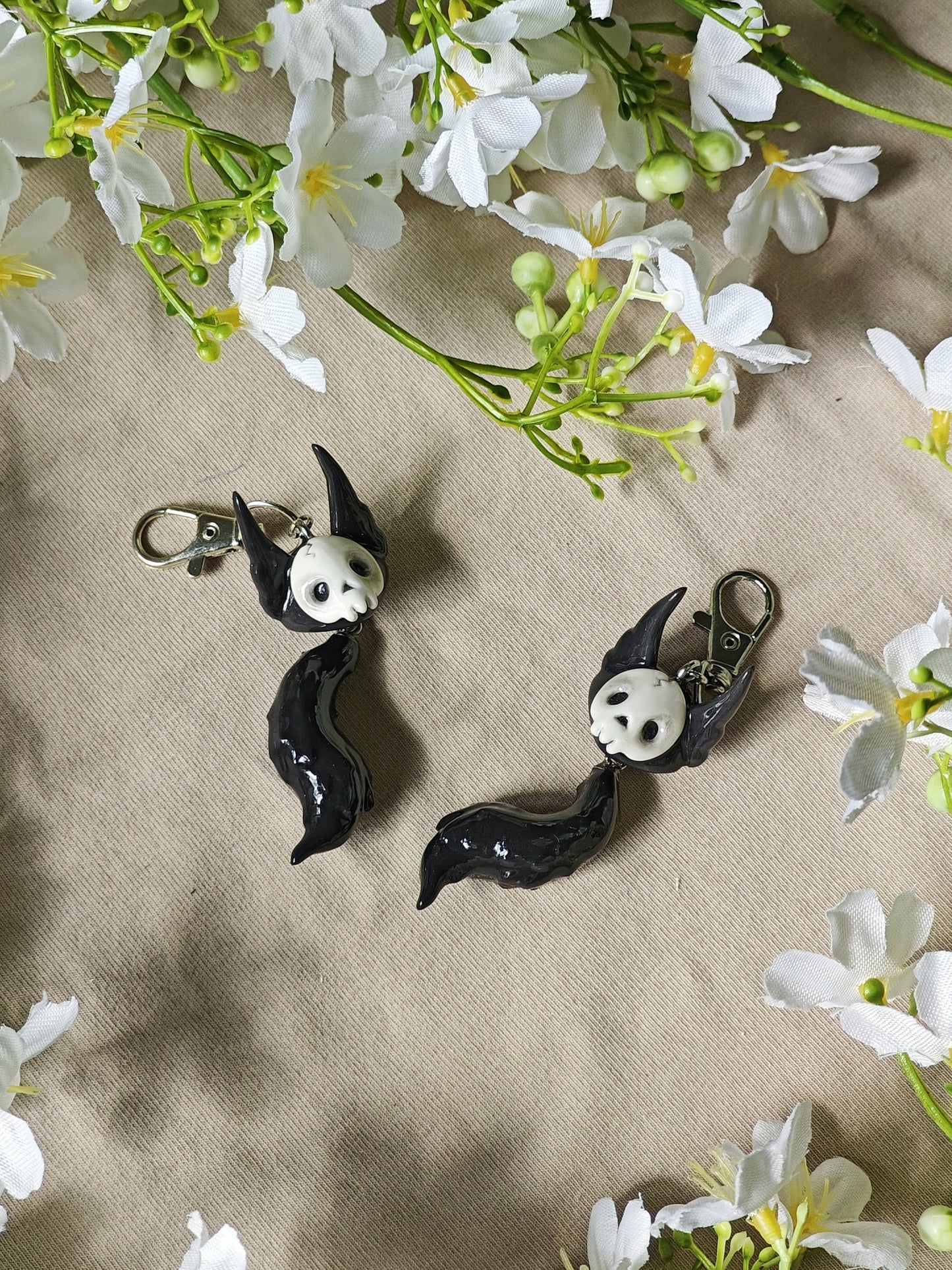 Skull Fox Handmade Clay Keychain