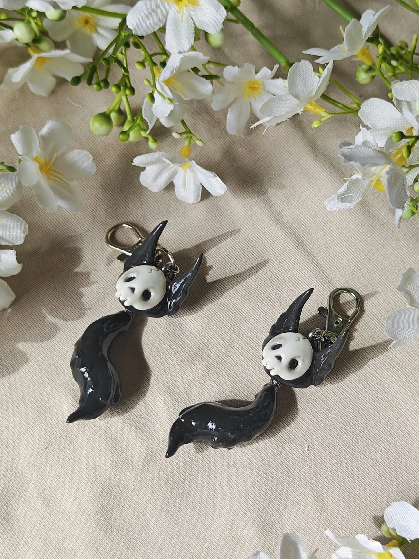 Skull Fox Handmade Clay Keychain