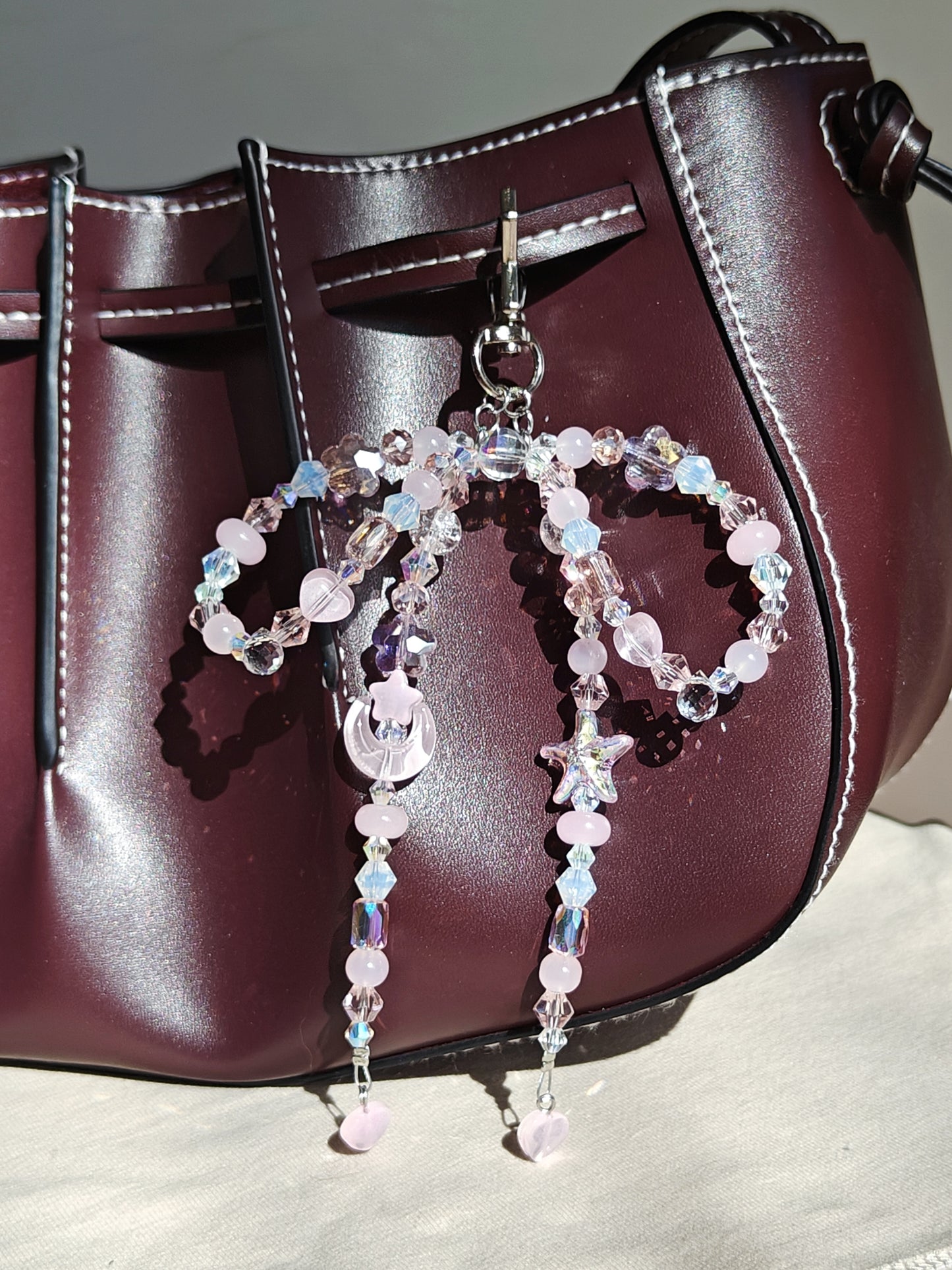 Pastel Pink Bow Bag Charm