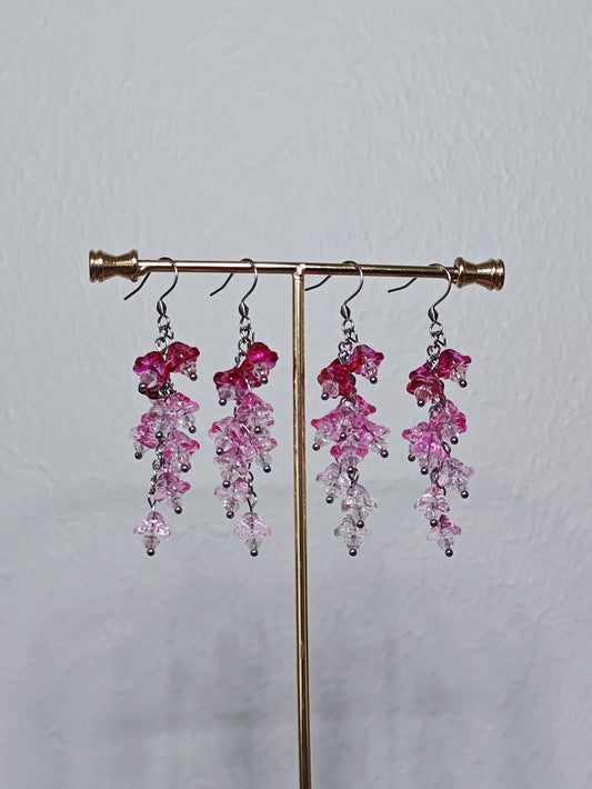 Pink Foxglove Dangle Earrings