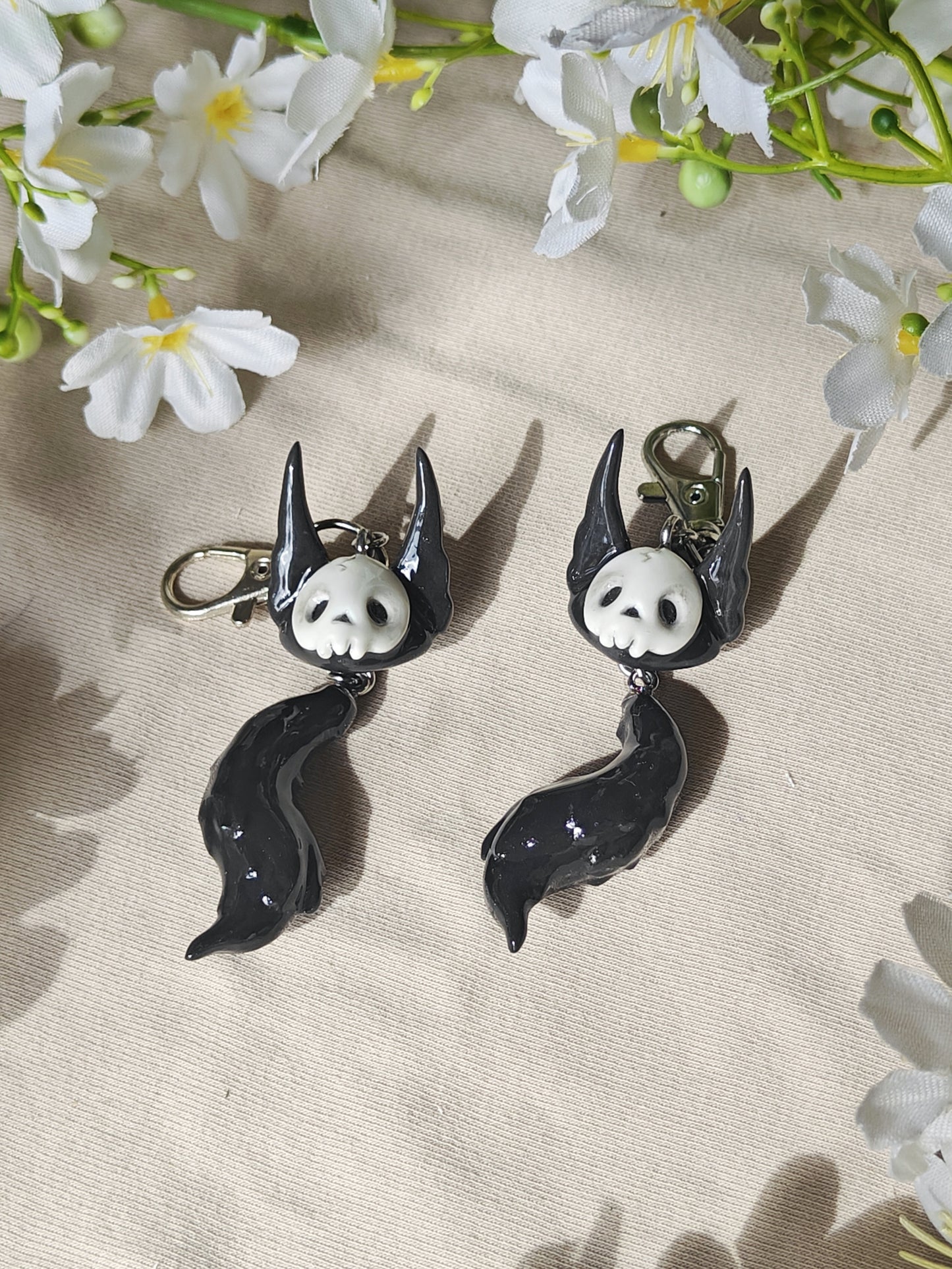 Skull Fox Handmade Clay Keychain