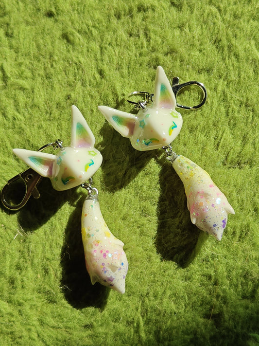 Milky Way Fox Handmade Clay Keychain