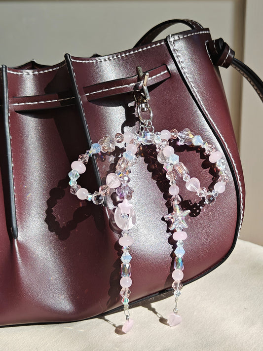 Pastel Pink Bow Bag Charm