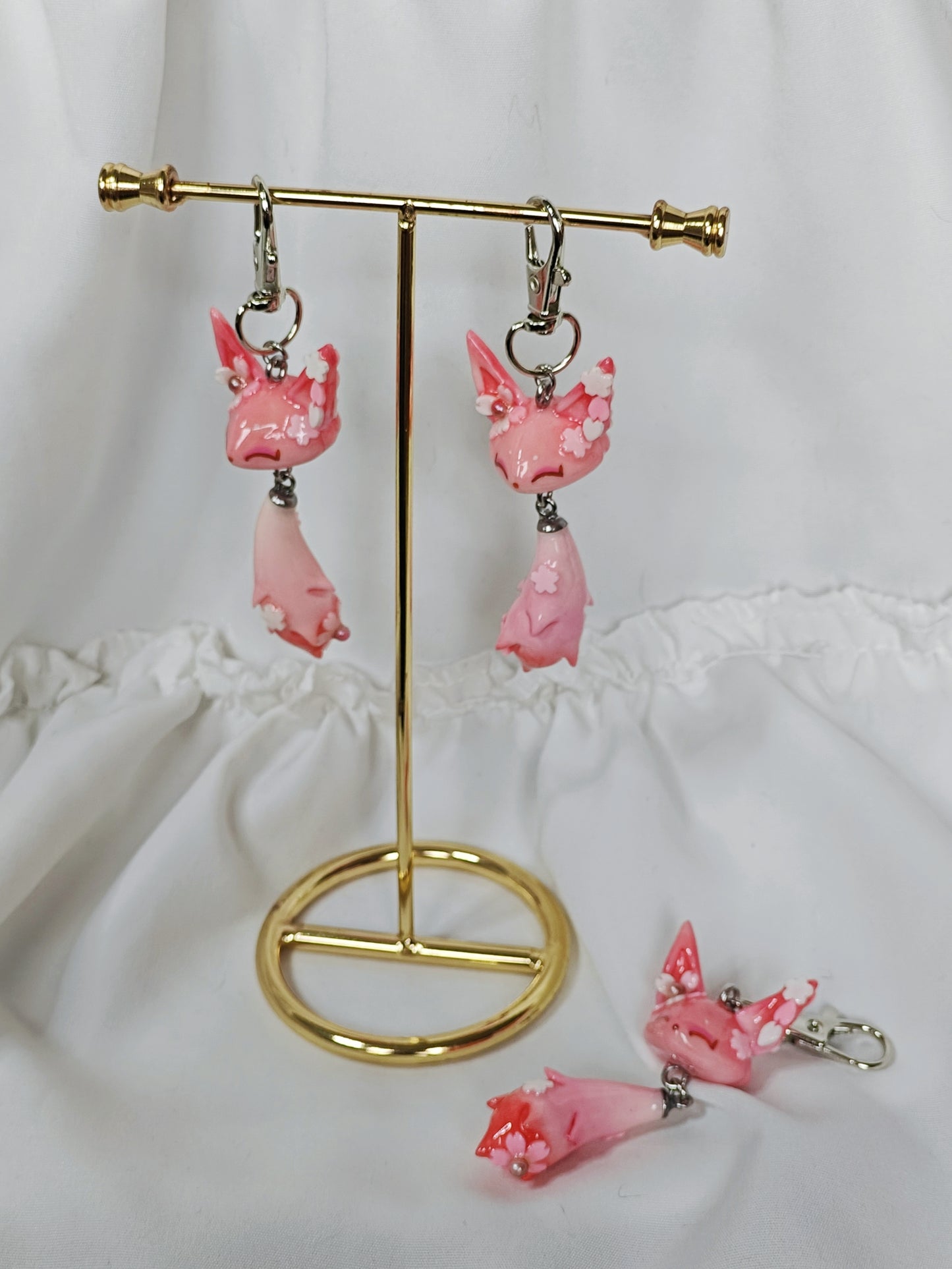 Sakura Fox Handmade Clay Keychain