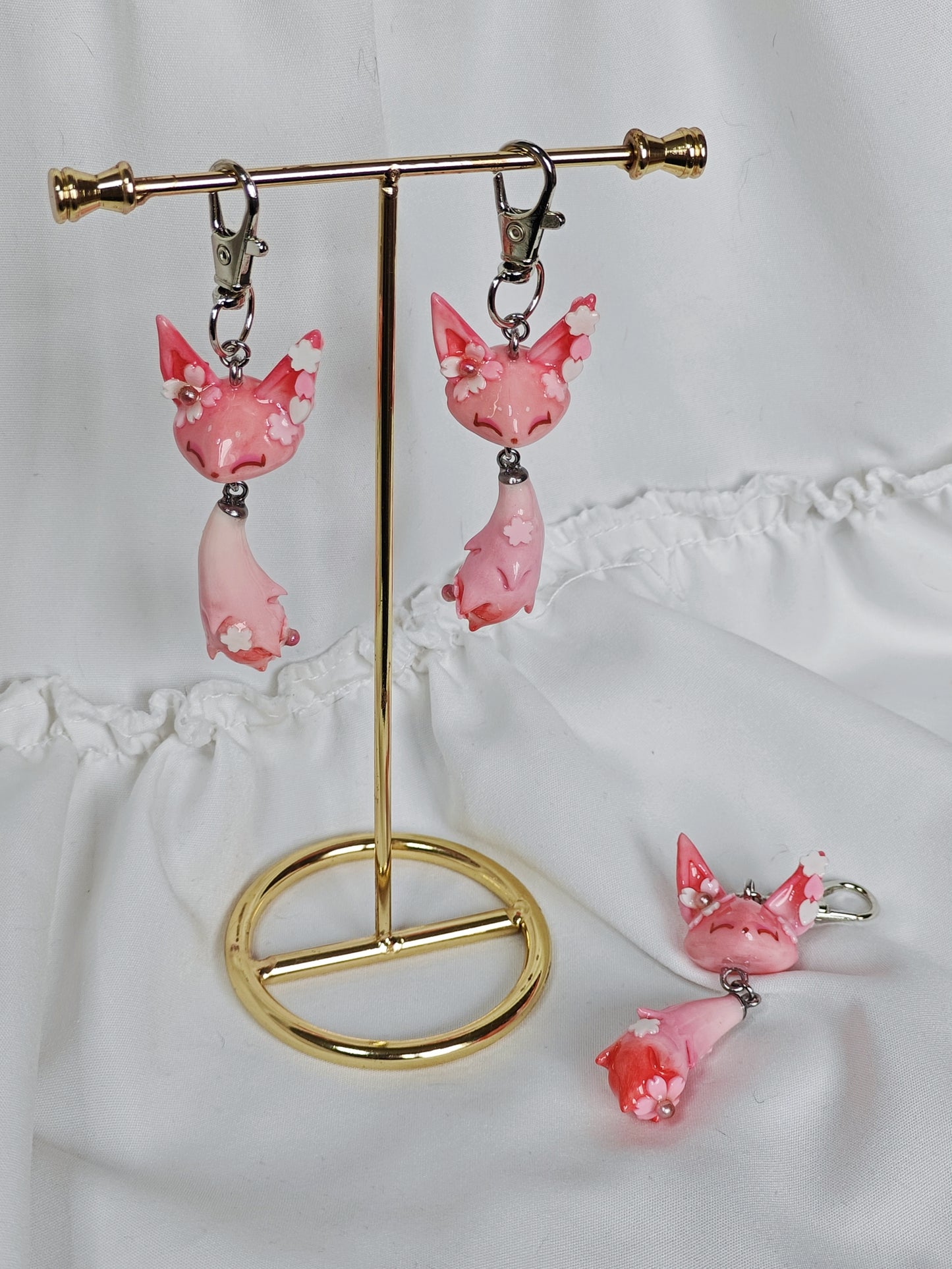 Sakura Fox Handmade Clay Keychain