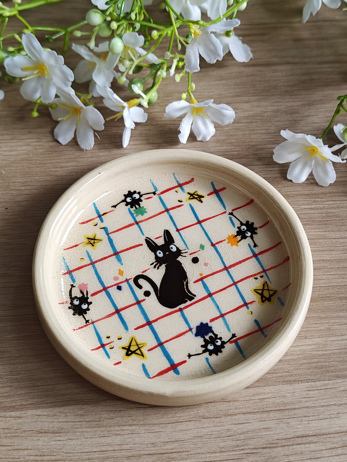 Ghibli inspired Jiji cat Ceramic Trinket Dish