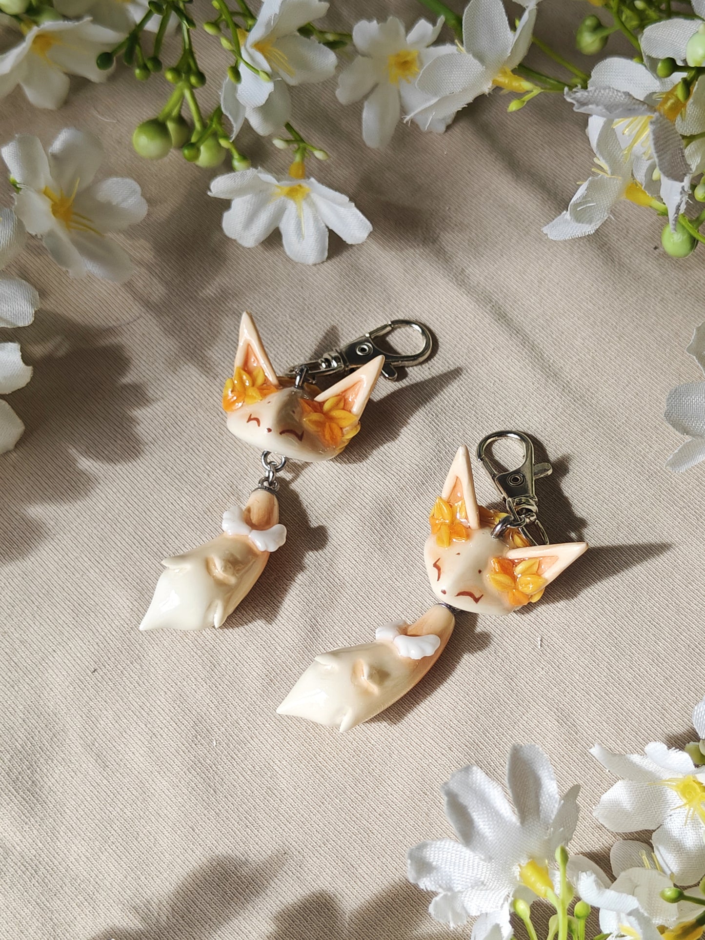 Roman Cupid Fox Handmade Clay Keychain