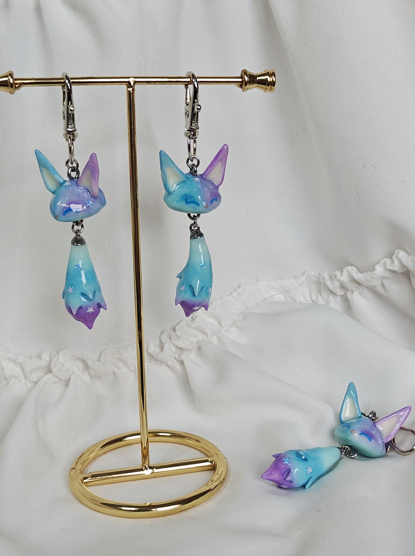 Galaxy Fox Handmade Clay Keychain