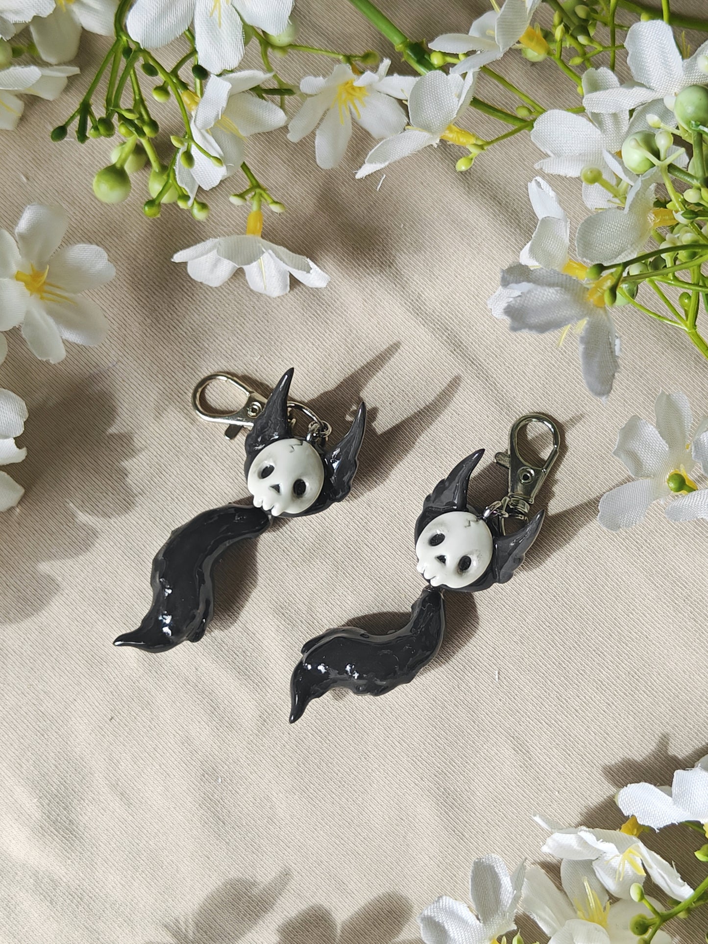 Skull Fox Handmade Clay Keychain