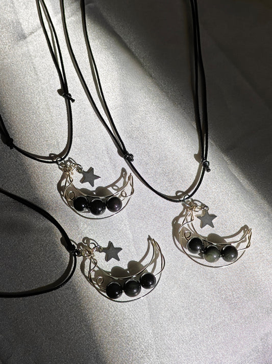 Obsidian Moon Necklace
