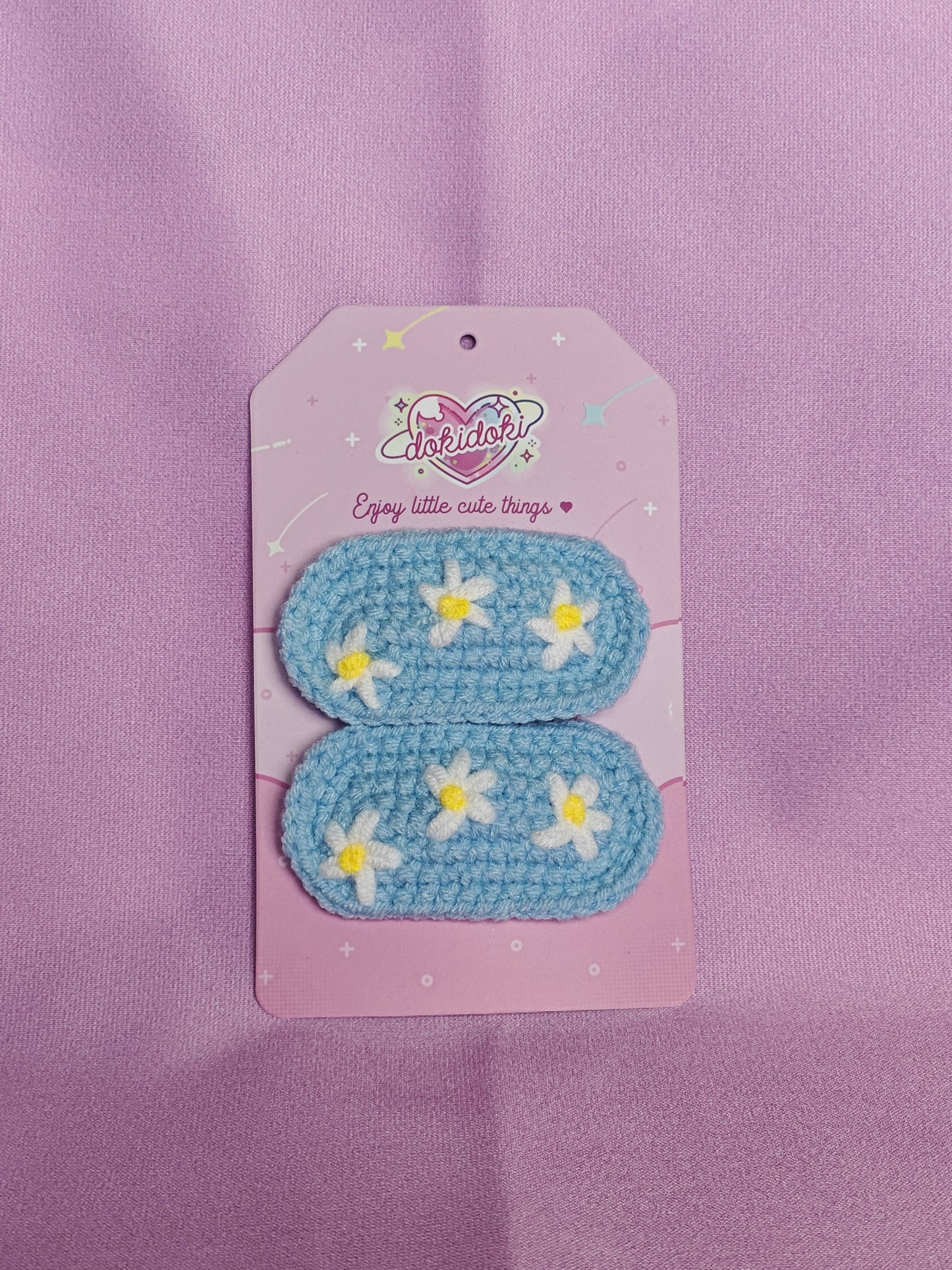 Blue Floral Crochet Hairpin Set