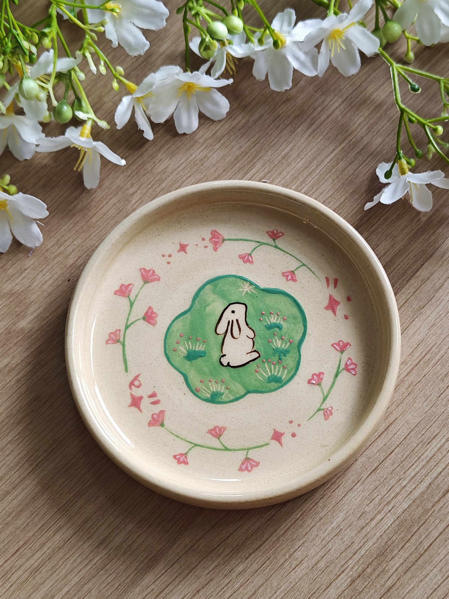 Meadow Bunny Ceramic Trinket Dish