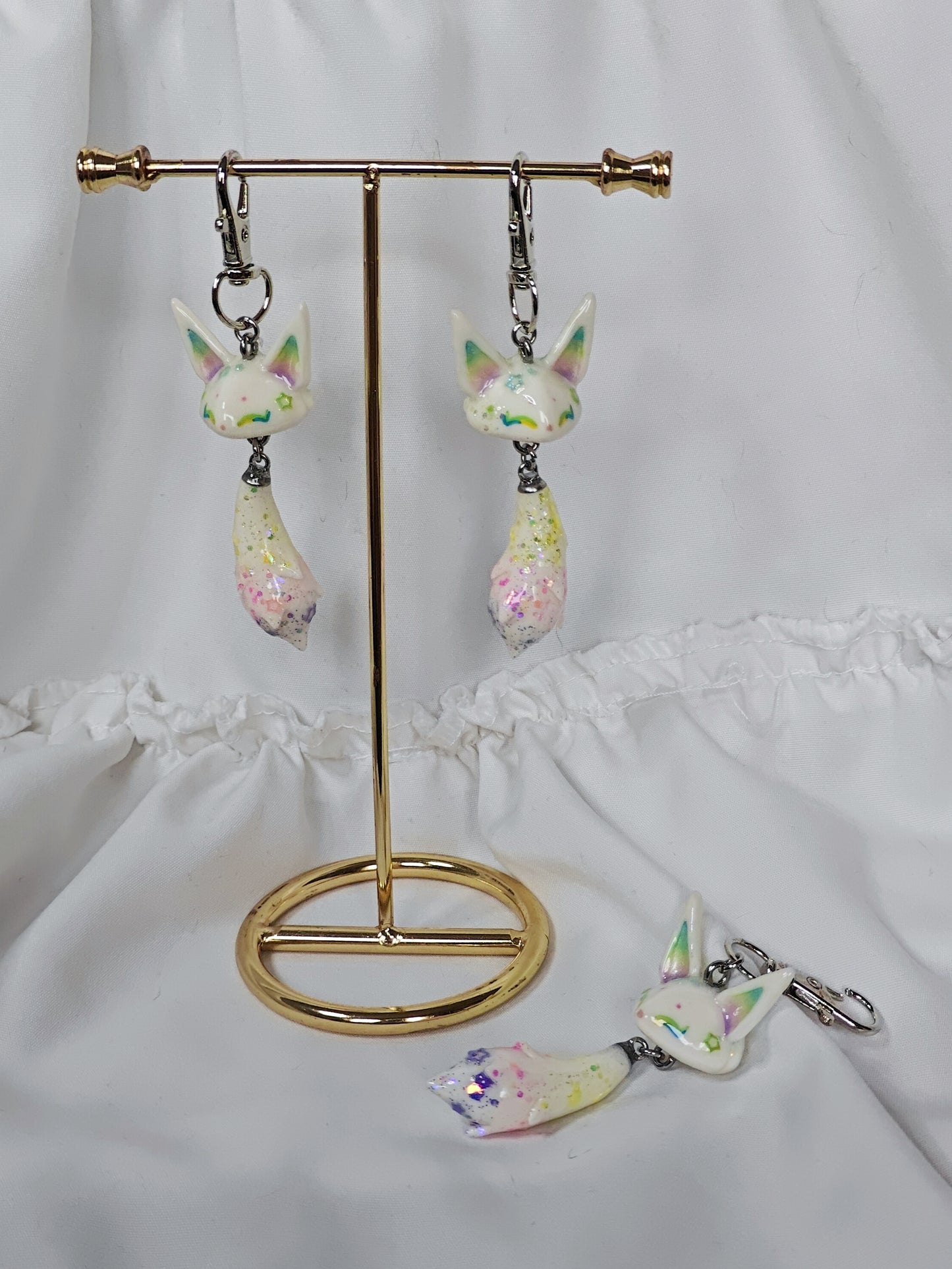 Milky Way Fox Handmade Clay Keychain