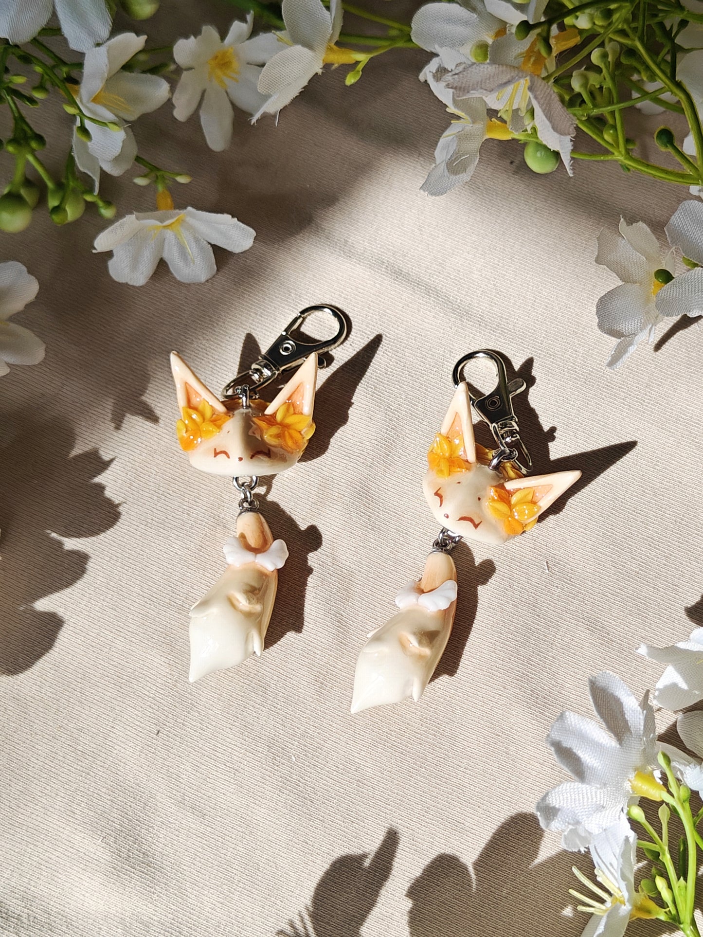 Roman Cupid Fox Handmade Clay Keychain