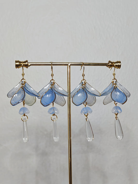 Blue Lotus Dangle Earrings
