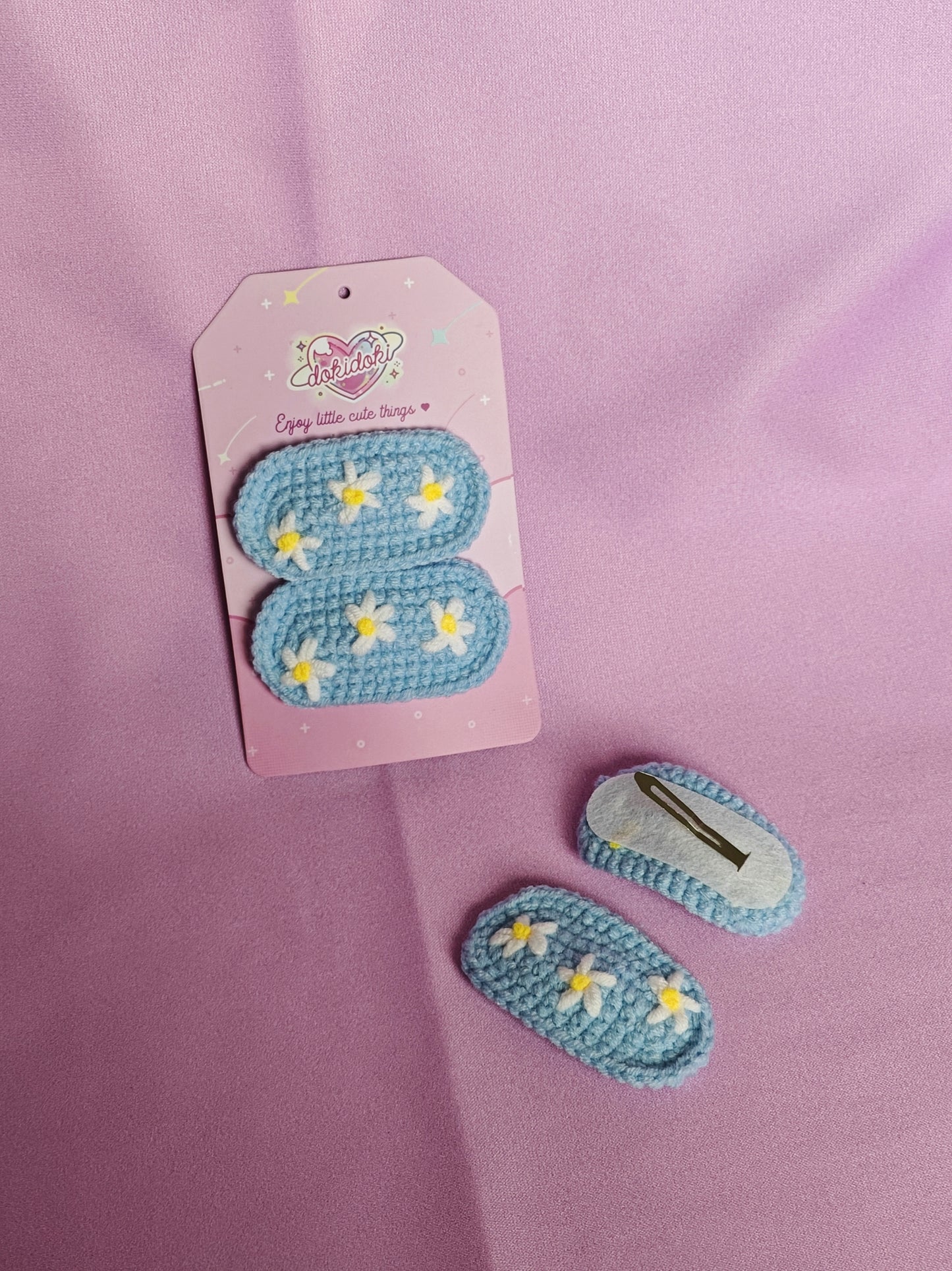Blue Floral Crochet Hairpin Set